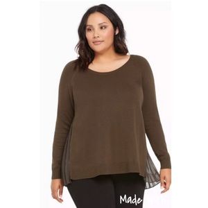 Torrid Green Sweater With chiffon Swing Back